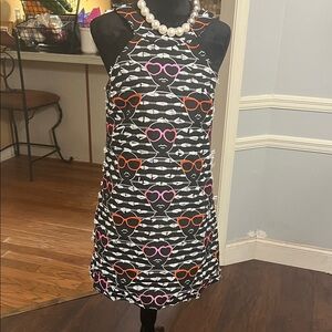 Hutch Black and White Dress with Pink and Orange Accents